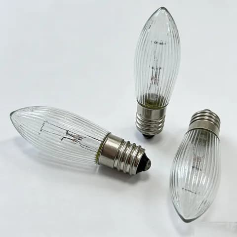 10-pack E10 C6 Bridge Light Bulbs, 12V 3W, 23V 3W, 34V 3W, Riffelkerze Christmas Decoration Spare Bulbs