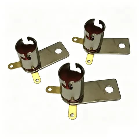 BA9S Snap-on Lamp Holder with Spring Design for Equipment Mounting. Nickel-plated Copper BA9S Socket.