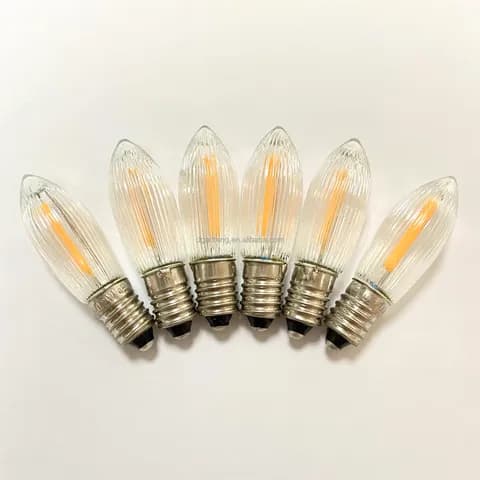 E10 C6 LED Filament Kerze Birne 8-55V0.2W Kerzenbogen Ersatzlampe Fuer Volkskunst