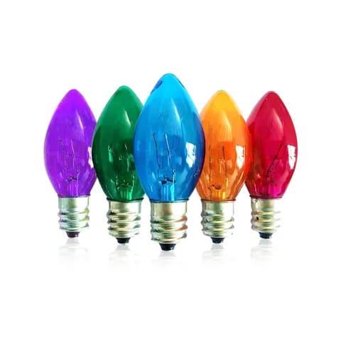 E12 C7 C9 Christmas Candlestick Light Bulb 120V 7W Outdoor String Light Colored Decorative Light Bulb