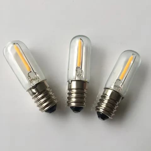 E14 T16X54mm LED Filament Tubular Bulb, 24V 0.5W Warm White Light, Used for Refrigerator Lighting and Equipment Indicator Bulbs.