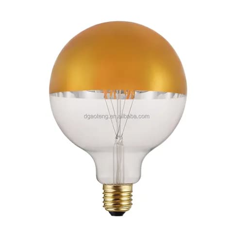 G80 G95 G125 Mirror Crown Reflector LED Filament Bulb 4W Dimmable Optional Color E26 E27 B22 Half-chrome Led Light
