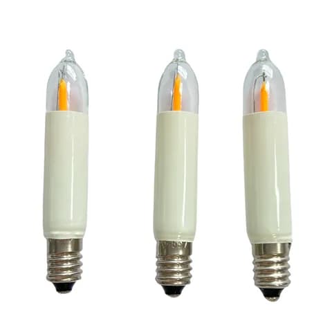 T11 LED Filament E10 Sockel Kleinschaft Kerze 12V0.2W,34V0.2W 855V0.2W Fuer Weihnachtliche Schwibboegen Und Lichterketten