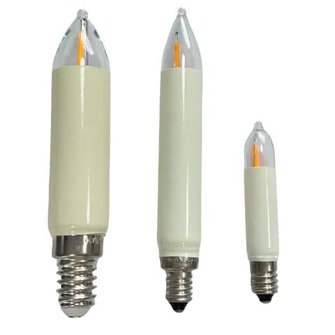 T11 T15 T20 LED Kleinschaftkerze Filament E10 8-55 V 0.2W Bulbs for Christmas Candle Bridges and Christmas Tree String Lights.