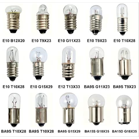 T9 T10 G11 BA9S E10 Miniature Tubular Electrical Equipment Indicator Bulbs 6V 12V 24V 30V Marine Incandescent Bulbs