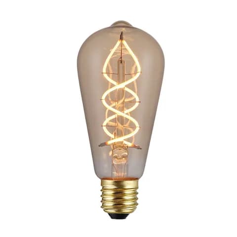 Vintage Decor ST64 LED Filament Light Bulb, Amber Gold Transparent Glass, Flexible Filament, 4W/6W, E26 E27 Edison Lamp